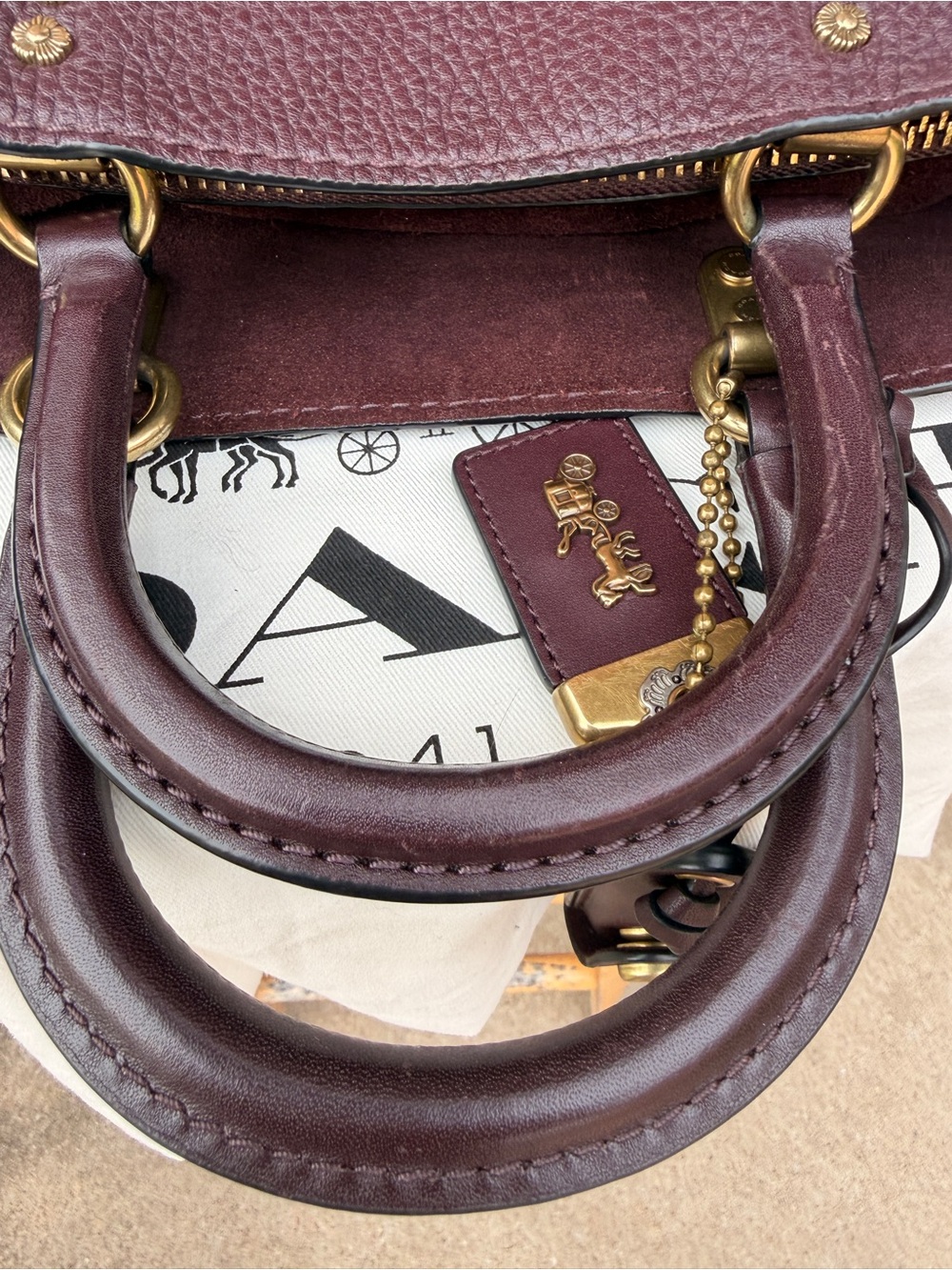 Coach 1941 Rogue with Tea Rose Rivets Oxblood Leather - Style #30456 - Picture 9 of 15